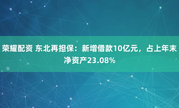 荣耀配资 东北再担保：新增借款10亿元，占上年末净资产23.08%