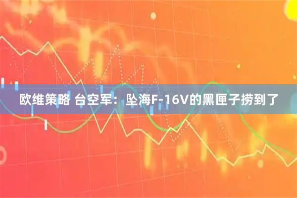 欧维策略 台空军：坠海F-16V的黑匣子捞到了