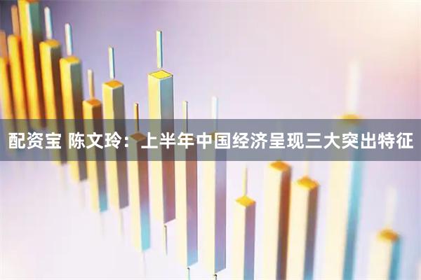 配资宝 陈文玲：上半年中国经济呈现三大突出特征
