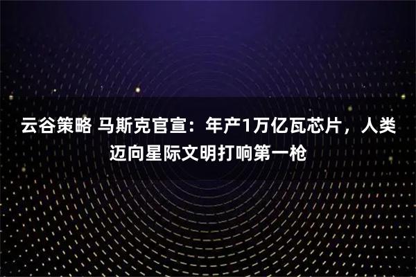 云谷策略 马斯克官宣：年产1万亿瓦芯片，人类迈向星际文明打响第一枪