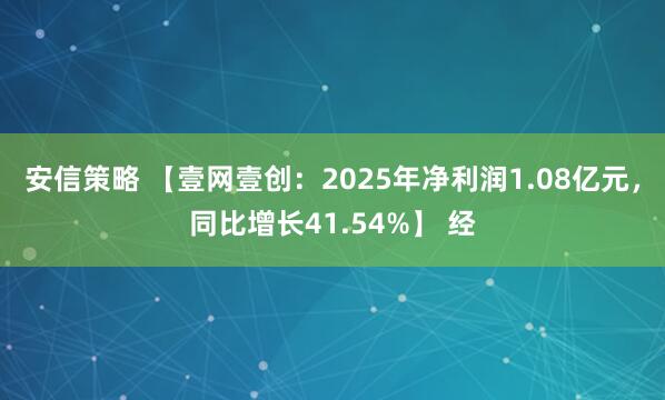 安信策略 【壹网壹创：2025年净利润1.08亿元，同比增长41.54%】 经