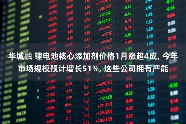 华城融 锂电池核心添加剂价格1月涨超4成, 今年市场规模预计增长51%, 这些公司拥有产能