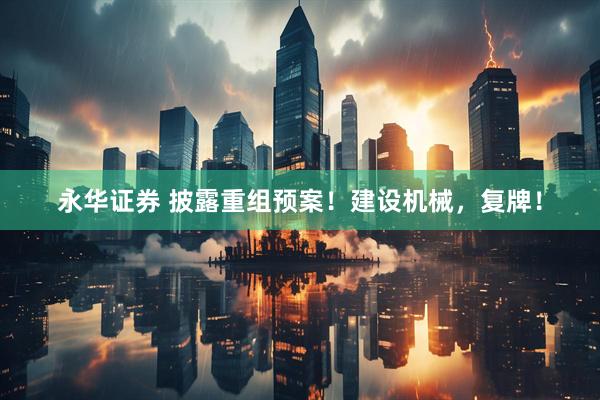 永华证券 披露重组预案！建设机械，复牌！